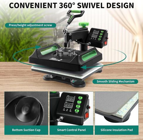 YITAHOME Heat Press Machine for T Shirts 15x12, 5-in-1 Mug Heat Press, Hat Heat Transfer, 360° Rotation Swing-Away Plate Heatpress, Dual-Tube Heating Printing for DIY T-Shirts, Caps, Mugs, Pillows in Saudi Arabia
