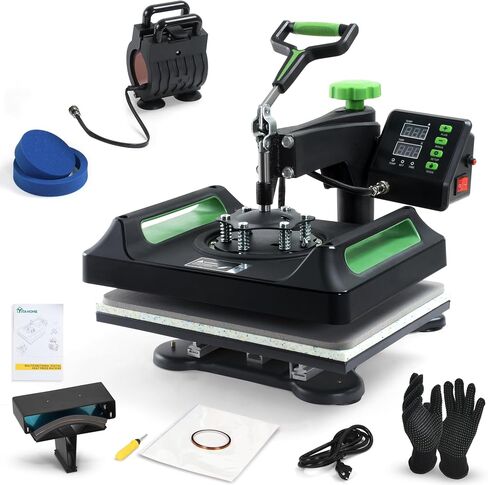 YITAHOME Heat Press Machine for T Shirts 15x12, 5-in-1 Mug Heat Press, Hat Heat Transfer, 360° Rotation Swing-Away Plate Heatpress, Dual-Tube Heating Printing for DIY T-Shirts, Caps, Mugs, Pillows in Saudi Arabia