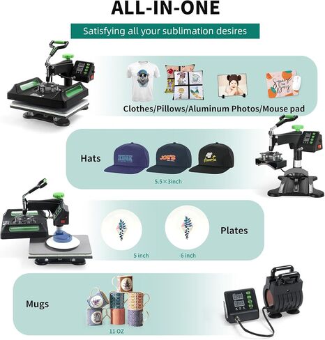 YITAHOME Heat Press Machine for T Shirts 15x12, 5-in-1 Mug Heat Press, Hat Heat Transfer, 360° Rotation Swing-Away Plate Heatpress, Dual-Tube Heating Printing for DIY T-Shirts, Caps, Mugs, Pillows in Saudi Arabia