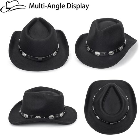 Kids Western Cowboy Hat for Boys Girls - Felt Fedora-Jazz-Hat for Kids 2-6Years in Saudi Arabia