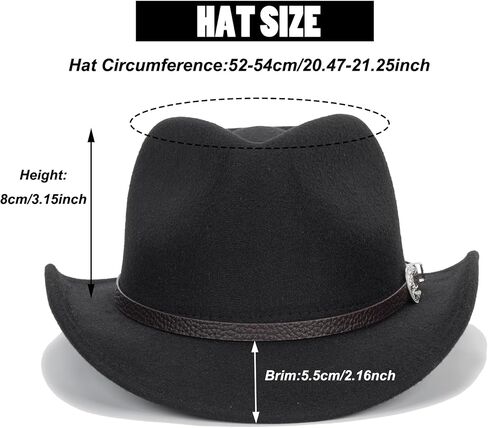 Kids Western Cowboy Hat for Boys Girls - Felt Fedora-Jazz-Hat for Kids 2-6Years in Saudi Arabia