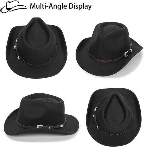 Kids Western Cowboy Hat for Boys Girls - Felt Fedora-Jazz-Hat for Kids 2-6Years in Saudi Arabia