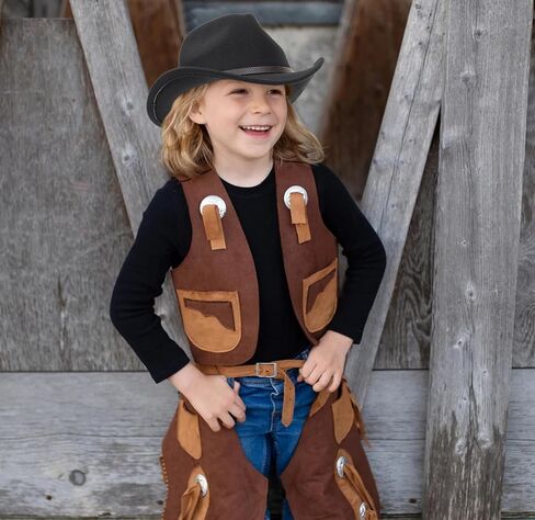 Kids Western Cowboy Hat for Boys Girls - Felt Fedora-Jazz-Hat for Kids 2-6Years in Saudi Arabia