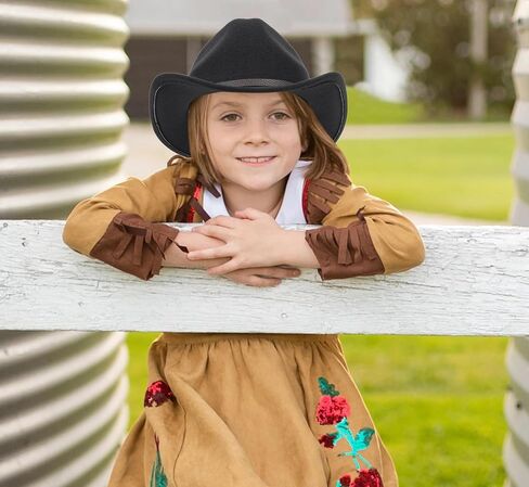 Kids Western Cowboy Hat for Boys Girls - Felt Fedora-Jazz-Hat for Kids 2-6Years in Saudi Arabia