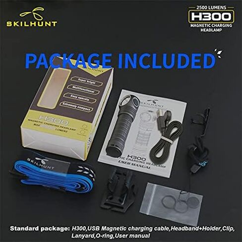 SKILHUNT H300 مصباح أمامي مغناطيسي USB قابل لإعادة الشحن، الجري والتخييم والمشي لمسافات طويلة، ضوء زاوية موثوق بدون استخدام اليدين، مصباح يدوي مقاوم للماء (رمادي، H300 144ART High CRI) in Saudi Arabia