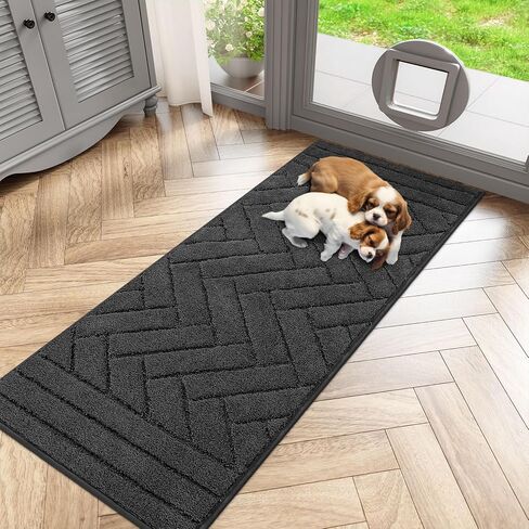 Tindbea Dog Door Mat for Mud Paws, Dirt Trapper Mud Mat, 20"x48" Charcoal in Saudi Arabia