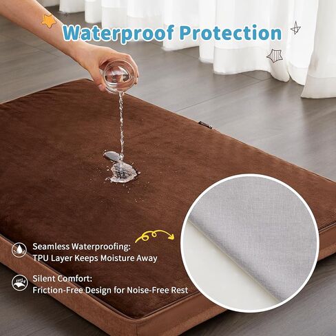 أسرّة للكلاب متوسطة الحجم من Made4Pets، سرير كلب كبير من الإسفنج الذكي على شكل بيضة مع غطاء قابل للإزالة، مرتبة سرير للحيوانات الأليفة مقاومة للماء للقطط الكبيرة، غطاء قطيفة قابل للغسل وغطاء رائع، مقاس 34 × 25 بني in Kuwait