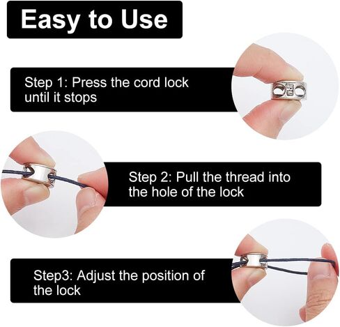 FINGERINSPIRE 48 قطعة من سدادات التبديل المعدنية ذات الفتحتين المسطحة وأقفال الحبل المصنوعة من خليط معدني (أسود، جونميتال، بلاتينيوم، 14 × 9.5 مم) قفل سدادة الرباط بدون أربطة حذاء ملابس على الظهر in Kuwait