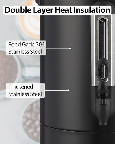 Garvee 80 Cups-12L Commercial Coffee Urn, Coffee Dispenser Electric,Fast Brew Stainless Hot Water Dispenser, Hot Water Urn for Catering, Meeting, Party,Black in Saudi Arabia