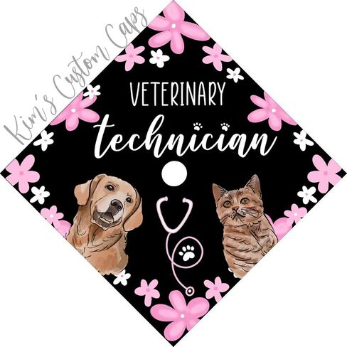 Veterinary Technician Vet Tech Printed Graduation Cap Grad Cap Topper in Saudi Arabia