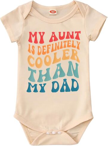CM C&M WODRO Newborn Infant Girl Boy Bodysuit My Aunt Is Cooler Than My Dad Funny Baby Onesie Romper Unisex Baby Clothes Gift in Saudi Arabia