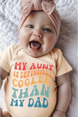 CM C&M WODRO Newborn Infant Girl Boy Bodysuit My Aunt Is Cooler Than My Dad Funny Baby Onesie Romper Unisex Baby Clothes Gift in Saudi Arabia