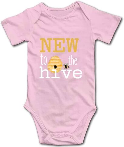 Bee Onesie- New to The Hive -New Baby Onesie Funny One-Piece Infant Baby Bodysuit0-24 Months Long Sleeve White in Kuwait