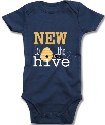 Bee Onesie- New to The Hive -New Baby Onesie Funny One-Piece Infant Baby Bodysuit0-24 Months Long Sleeve White in Kuwait