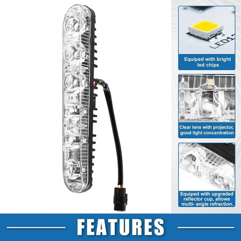 شريط إضاءة نهاري LED للسيارة ABSOPRO مقاس 6.7 بوصة، مصباح ضباب للقيادة على الطرق الوعرة، ضوء عمل للقارب، مقاوم للماء 6000 كلفن، ضوء أبيض، ألومنيوم أسود (مجموعة من 2) in Kuwait