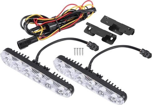 شريط إضاءة نهاري LED للسيارة ABSOPRO مقاس 6.7 بوصة، مصباح ضباب للقيادة على الطرق الوعرة، ضوء عمل للقارب، مقاوم للماء 6000 كلفن، ضوء أبيض، ألومنيوم أسود (مجموعة من 2) in Kuwait