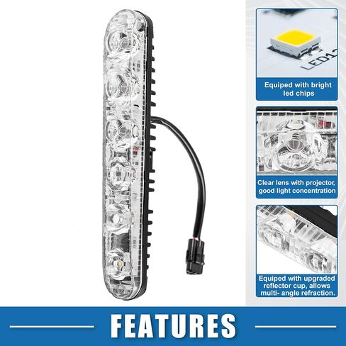 شريط إضاءة نهاري LED للسيارة ABSOPRO مقاس 6.7 بوصة، مصباح ضباب للقيادة على الطرق الوعرة، ضوء عمل للقارب، مقاوم للماء 6000 كلفن، ضوء أبيض، ألومنيوم أسود (مجموعة من 2) in Kuwait