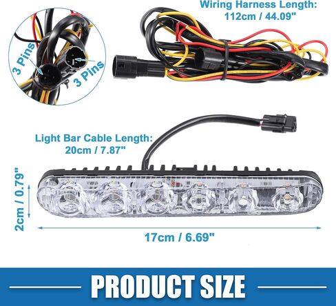 شريط إضاءة نهاري LED للسيارة ABSOPRO مقاس 6.7 بوصة، مصباح ضباب للقيادة على الطرق الوعرة، ضوء عمل للقارب، مقاوم للماء 6000 كلفن، ضوء أبيض، ألومنيوم أسود (مجموعة من 2) in Kuwait