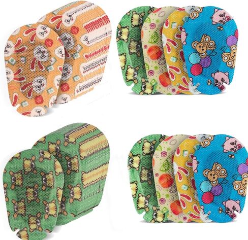 رقعات عين لاصقة للأطفال ذوي العين الكسولة، 40 قطعة من رقعة عين ملونة قابلة للتنفس للأطفال الأولاد والبنات، 4 ملصقات بتصميمات ممتعة، وسادة رقعة عين للاستعمال مرة واحدة لعلاج الحول in Kuwait