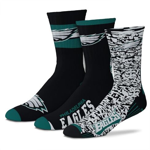 FBF - NFL Philadelphia Eagles Stimulus Adult Team Color Logo Dress Socks Footwear for Men and Women Game Day Apparel Mens Size Large - 3 Pack in Saudi Arabia