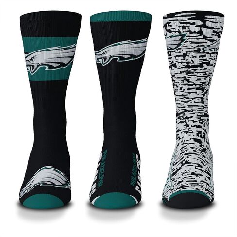 FBF - NFL Philadelphia Eagles Stimulus Adult Team Color Logo Dress Socks Footwear for Men and Women Game Day Apparel Mens Size Large - 3 Pack in Saudi Arabia