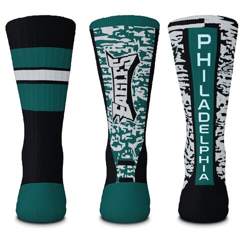 FBF - NFL Philadelphia Eagles Stimulus Adult Team Color Logo Dress Socks Footwear for Men and Women Game Day Apparel Mens Size Large - 3 Pack in Saudi Arabia