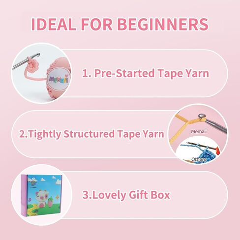 QICOAL Crochet Kit for Beginners, Cute Strawberry Pig, DIY Knitting Kit Perfect Craft Supplies Gift for Adult Kids with Step-by-Step Video Tutorials and Yarns, Hook, Accessories (Strawberry Pig) in Saudi Arabia