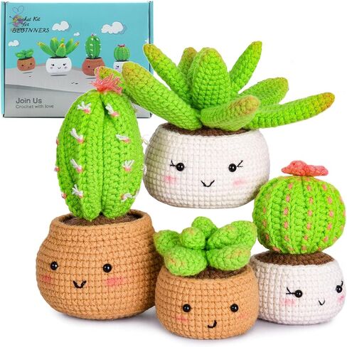 QICOAL Arts, Crafts & Sewing Knitting & Crochet Beginner Crochet kit for Adults Kids DIY Craft Supplies Cute Animals Amigurumi Gift Easy Peasy Yarn(4 Plants) in Saudi Arabia