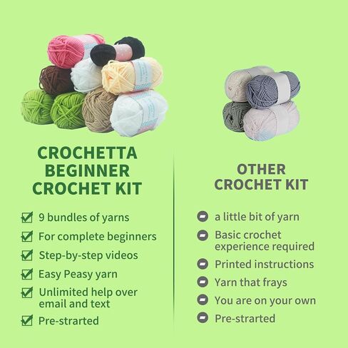 QICOAL Arts, Crafts & Sewing Knitting & Crochet Beginner Crochet kit for Adults Kids DIY Craft Supplies Cute Animals Amigurumi Gift Easy Peasy Yarn(4 Plants) in Saudi Arabia