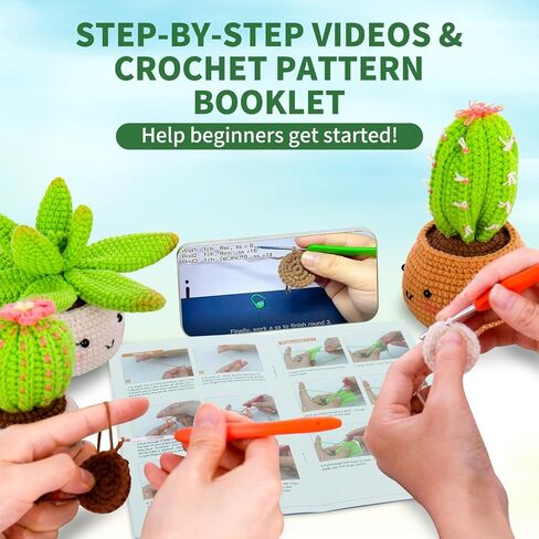 QICOAL Arts, Crafts & Sewing Knitting & Crochet Beginner Crochet kit for Adults Kids DIY Craft Supplies Cute Animals Amigurumi Gift Easy Peasy Yarn(4 Plants) in Saudi Arabia