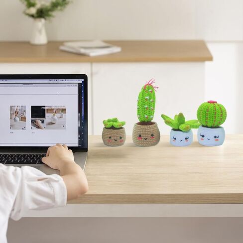 QICOAL Arts, Crafts & Sewing Knitting & Crochet Beginner Crochet kit for Adults Kids DIY Craft Supplies Cute Animals Amigurumi Gift Easy Peasy Yarn(4 Plants) in Saudi Arabia