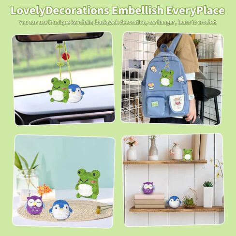 QICOAL Arts, Crafts & Sewing Knitting & Crochet Beginner Crochet kit for Adults Kids DIY Craft Supplies Cute Animals Amigurumi Gift Easy Peasy Yarn(4 Plants) in Saudi Arabia