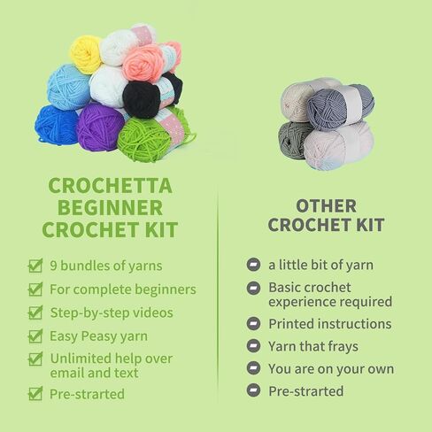 QICOAL Arts, Crafts & Sewing Knitting & Crochet Beginner Crochet kit for Adults Kids DIY Craft Supplies Cute Animals Amigurumi Gift Easy Peasy Yarn(4 Plants) in Saudi Arabia