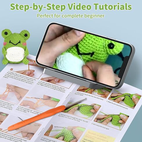 QICOAL Arts, Crafts & Sewing Knitting & Crochet Beginner Crochet kit for Adults Kids DIY Craft Supplies Cute Animals Amigurumi Gift Easy Peasy Yarn(4 Plants) in Saudi Arabia