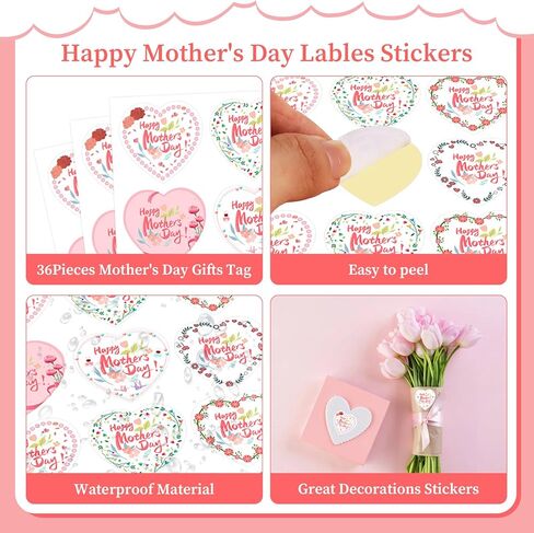 Mother's Day Stickers, 36 Pcs Mother's Day Gift Label Stickers, Mother's Day Label Gift Stickers, Mother's Day Party Gift Decorations in Kuwait