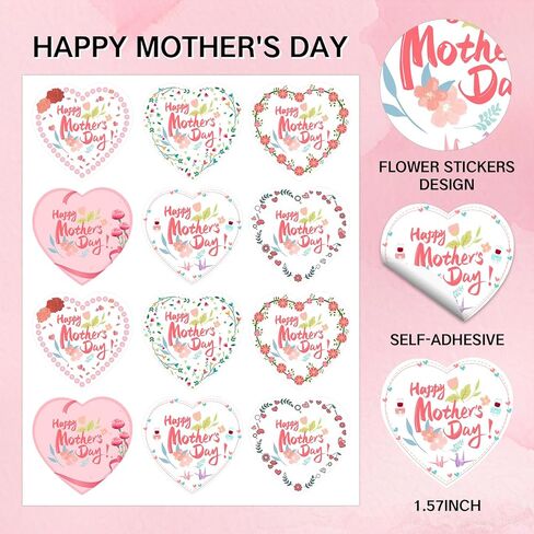 Mother's Day Stickers, 36 Pcs Mother's Day Gift Label Stickers, Mother's Day Label Gift Stickers, Mother's Day Party Gift Decorations in Kuwait