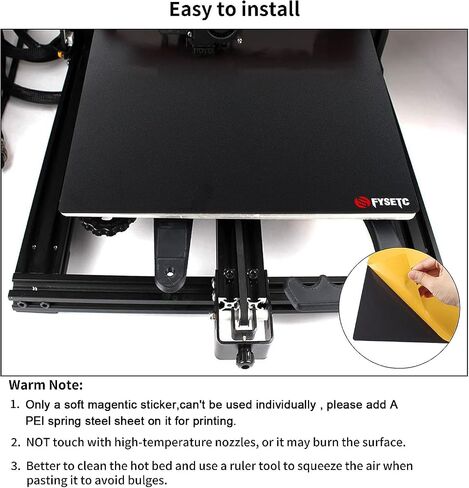 FYSETC 3D Printer Ender 5 Plus ترقية الملصق السفلي المغناطيسي 377 × 370 مم / 14.84 × 14.56 بوصة فقط: سطح صلب مقاوم لدرجات الحرارة العالية 1.5 مم غطاء سرير حراري رفيع مع لاصق خلفي - حزمة من 1 in Saudi Arabia