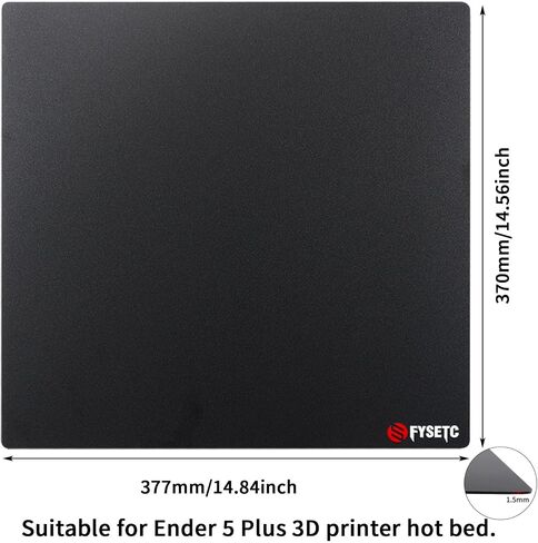 FYSETC 3D Printer Ender 5 Plus ترقية الملصق السفلي المغناطيسي 377 × 370 مم / 14.84 × 14.56 بوصة فقط: سطح صلب مقاوم لدرجات الحرارة العالية 1.5 مم غطاء سرير حراري رفيع مع لاصق خلفي - حزمة من 1 in Saudi Arabia