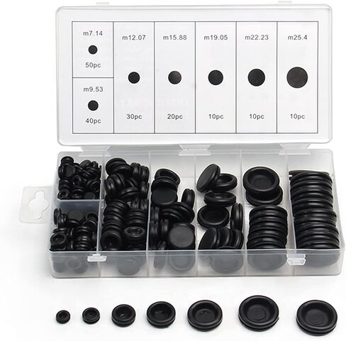 Fielect 170Pcs Rubber Grommet Kit Firewall Hole Plug Assortment 7 Common Sizes Rubber Gasket Kit Electrical Wire Gasket for Auto Body and Sheet Metal in Saudi Arabia