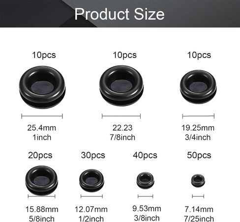 Fielect 170Pcs Rubber Grommet Kit Firewall Hole Plug Assortment 7 Common Sizes Rubber Gasket Kit Electrical Wire Gasket for Auto Body and Sheet Metal in Saudi Arabia
