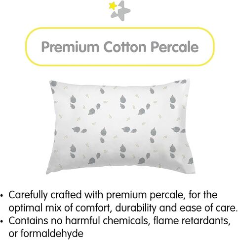 BreathableBaby Cotton Percale Pillowcase, for 13" x 18"/33 x 46 cm Toddler Pillow, Moons & Stars (2-Pack) in Saudi Arabia