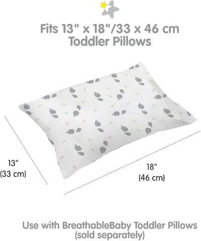 BreathableBaby Cotton Percale Pillowcase, for 13" x 18"/33 x 46 cm Toddler Pillow, Moons & Stars (2-Pack) in Saudi Arabia