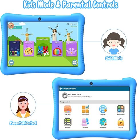 MOOKIA Kids Tablet 10 inch Android 13 Tablet for Kids 3-12 Quad Core 3+32GB Dual Camera GMS Certified WiFi Tablet Parental Control with Drop-Proof Case in Saudi Arabia