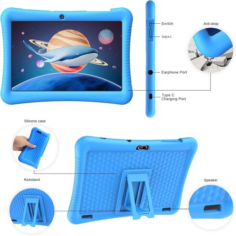 MOOKIA Kids Tablet 10 inch Android 13 Tablet for Kids 3-12 Quad Core 3+32GB Dual Camera GMS Certified WiFi Tablet Parental Control with Drop-Proof Case in Saudi Arabia