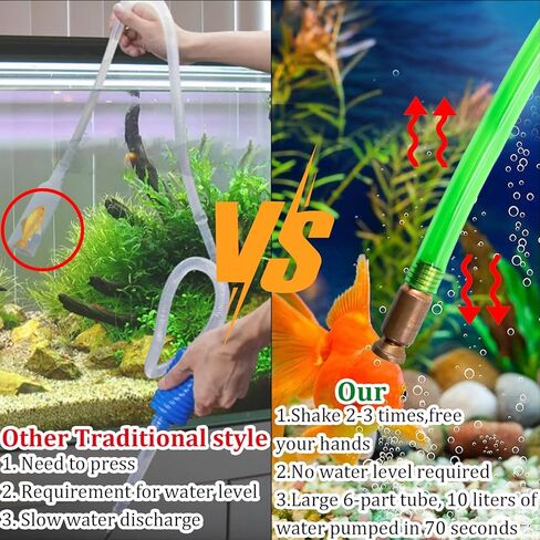 مجموعة تنظيف خزان الأسماك من ديكسبويني، مكنسة الحصى لحوض السمك، مجموعة سيفون مضخة سيفون لخزانات الأسماك الصغيرة الكبيرة، تدفق مياه عالي سريع مع شفط قوي ومنظف مبدل المياه سهل التركيب in Kuwait