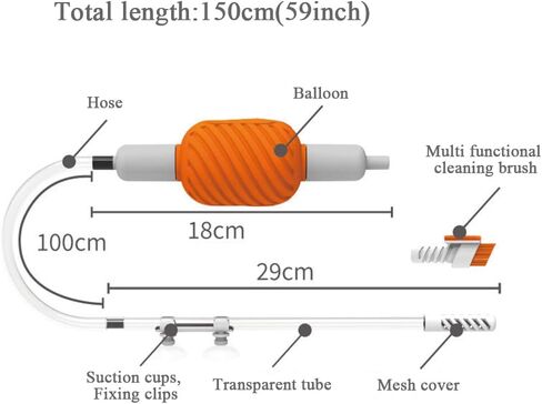 مجموعة تنظيف تغيير المياه الصغيرة لحوض السمك من XEOGUIYA، منظف يدوي لروث الأسماك، مكنسة كهربائية للحصى ومضخة سيفون مناسبة لخزانات الأسماك حتى 30 جالونًا in Kuwait