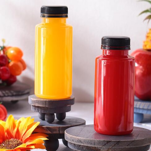 150 Pcs Plastic Juice Bottle with Caps Clear Cylindrical Drink Containers Bulk Empty PET Beverages Bottles with Tamper Evident Lids for Juicing Smoothies Drinking Fridge(Black, 16oz) in Saudi Arabia