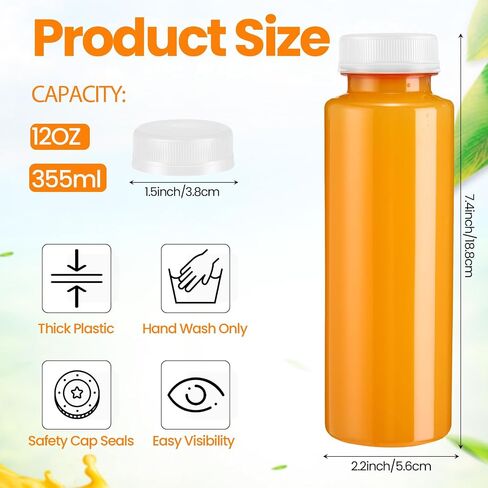 150 Pcs Plastic Juice Bottle with Caps Clear Cylindrical Drink Containers Bulk Empty PET Beverages Bottles with Tamper Evident Lids for Juicing Smoothies Drinking Fridge(Black, 16oz) in Saudi Arabia