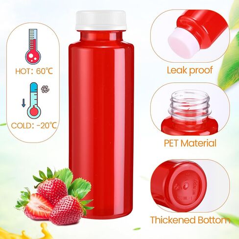 150 Pcs Plastic Juice Bottle with Caps Clear Cylindrical Drink Containers Bulk Empty PET Beverages Bottles with Tamper Evident Lids for Juicing Smoothies Drinking Fridge(Black, 16oz) in Saudi Arabia