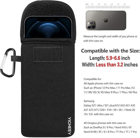 جراب هاتف من النيوبرين مع حلقة مشبك حزام وحزام حبل متوافق مع iPhone 14 13 12 11 Pro XS Max XR Galaxy S23 S22 S21 S20 S10 S9 S8 S10e Note 10 BLU View 2 Pixel 7 6a LG G8 ThinQ (صغير) in Kuwait